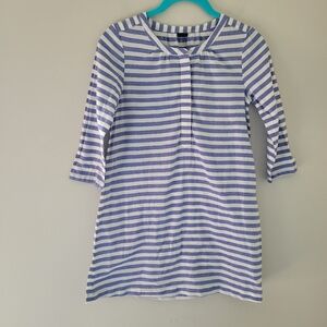 Gap Kids Blue and White Striped Long Sleeve Popover Dress